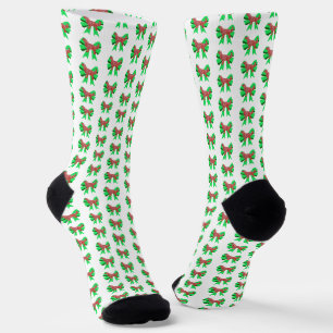 Golden Retriever Christmas Dog Bow Silhouette Wht Socks