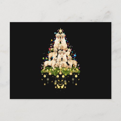 Golden Retriever Christmas Dog Tree Light Holiday  Postcard