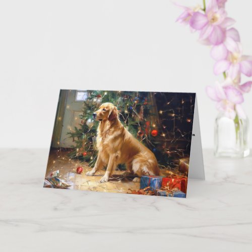 Golden Retriever Christmas Doggy Disaster Card