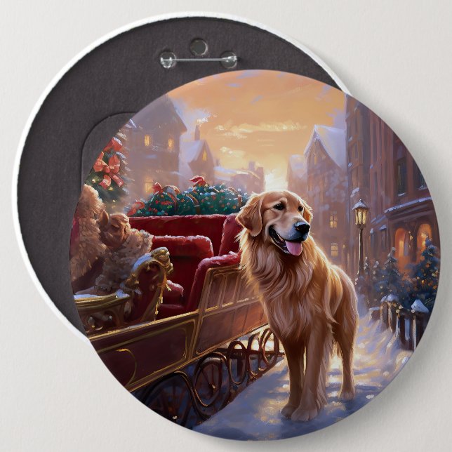 Golden Retriever Christmas Festive Season  Button (Front & Back)