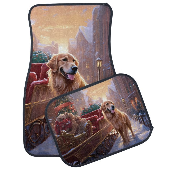 Golden Retriever Christmas Festive Season  Car Floor Mat (Set)