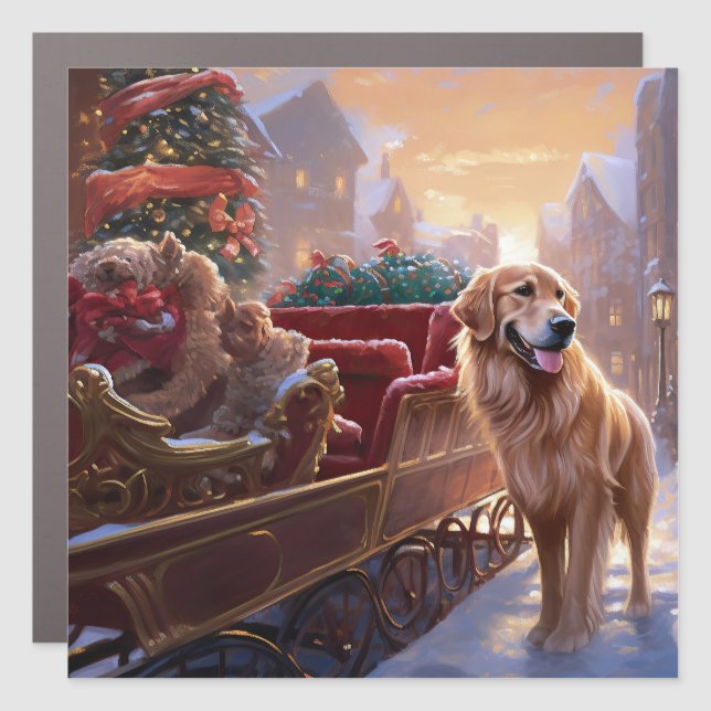 Golden Retriever Christmas Festive Season  Car Magnet (Front)