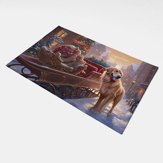 Golden Retriever Christmas Festive Season  Doormat (Angled)