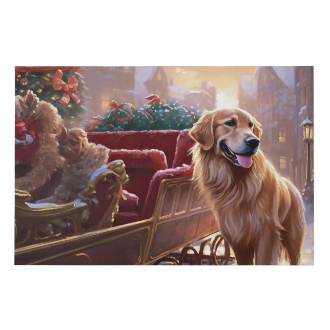 Golden Retriever Christmas Festive Season  Faux Canvas Print (Front)
