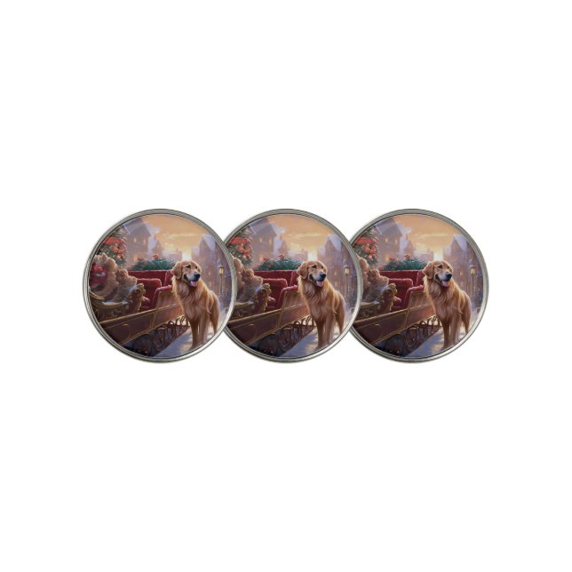 Golden Retriever Christmas Festive Season  Golf Ball Marker (3 Up)