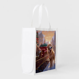 Golden Retriever Christmas Festive Season Grocery Bag