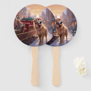 Golden Retriever Christmas Festive Season Hand Fan