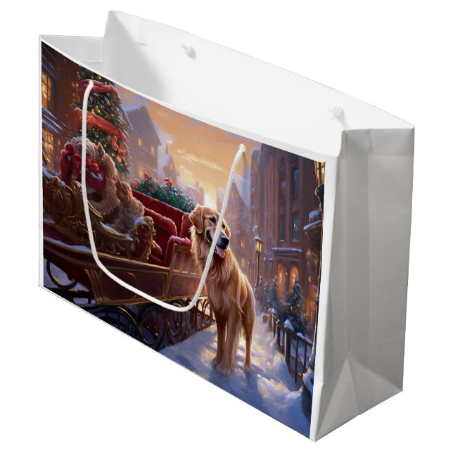 Golden Retriever Christmas Festive Season  Large Gift Bag (Front Angled)