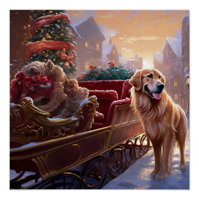Golden Retriever Christmas Festive Season  Poster (Front)