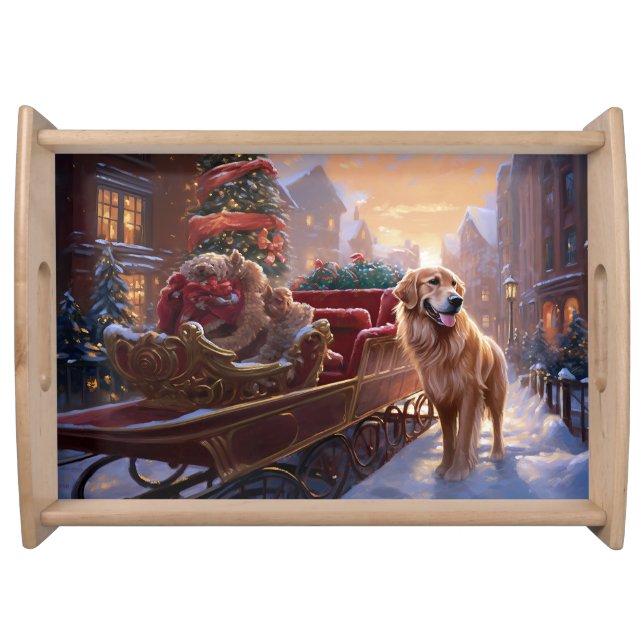 Golden Retriever Christmas Festive Season  Serving Tray (Front)