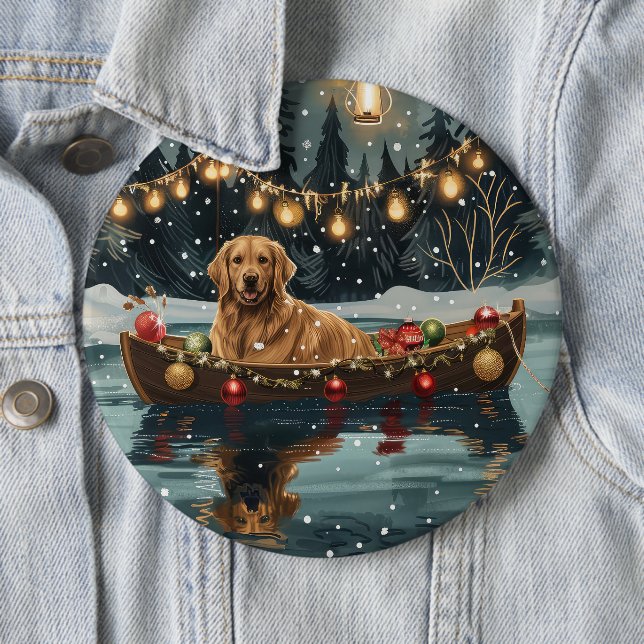 Golden Retriever Christmas Festive Voyage  Button (In Situ)