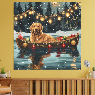 Golden Retriever Christmas Festive Voyage Canvas Print