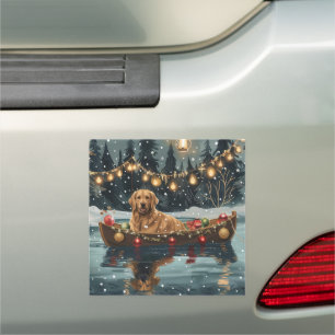 Golden Retriever Christmas Festive Voyage Car Magnet