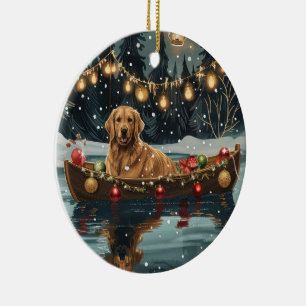 Golden Retriever Christmas Festive Voyage Ceramic Ornament