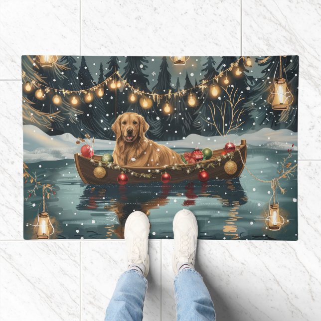 Golden Retriever Christmas Festive Voyage  Doormat (Indoor)