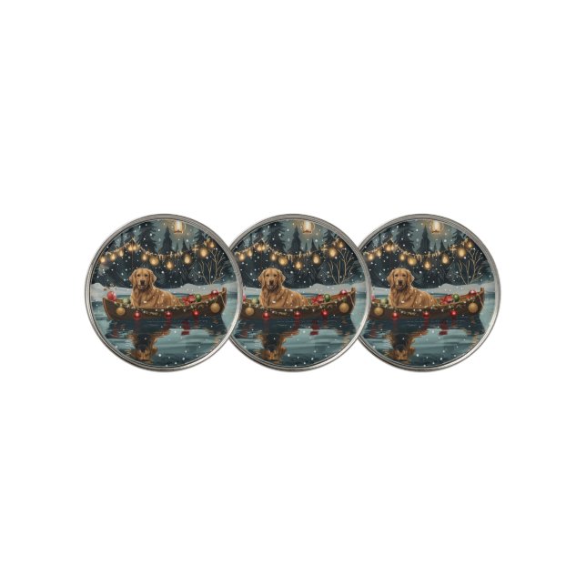 Golden Retriever Christmas Festive Voyage  Golf Ball Marker (3 Up)