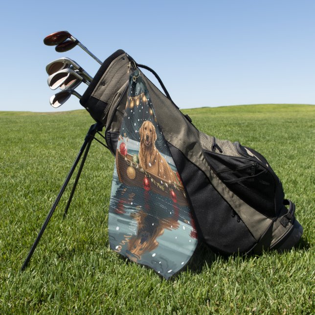 Golden Retriever Christmas Festive Voyage  Golf Towel (Green)