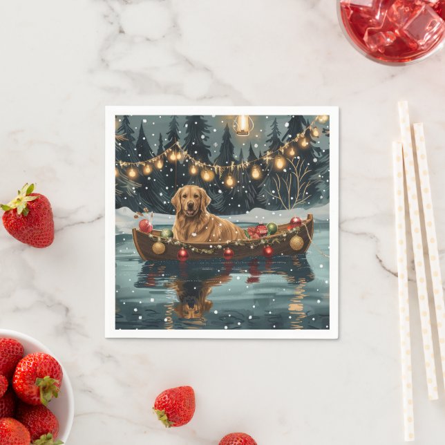 Golden Retriever Christmas Festive Voyage  Napkins (Insitu)