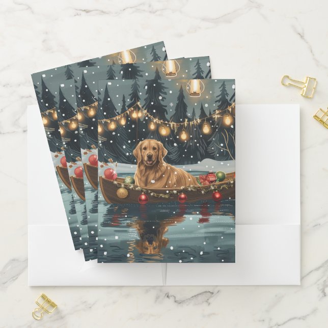 Golden Retriever Christmas Festive Voyage  Pocket Folder (In Situ)