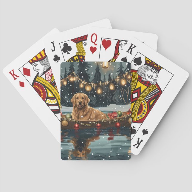 Golden Retriever Christmas Festive Voyage  Poker Cards (Back)