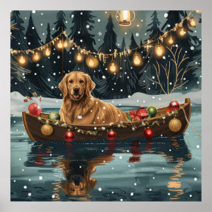 Golden Retriever Christmas Festive Voyage Poster