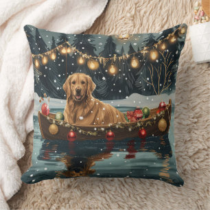Golden Retriever Christmas Festive Voyage Throw Pillow