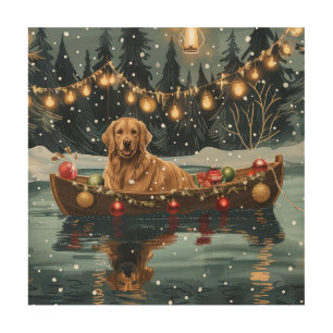 Golden Retriever Christmas Festive Voyage Wood Wall Art