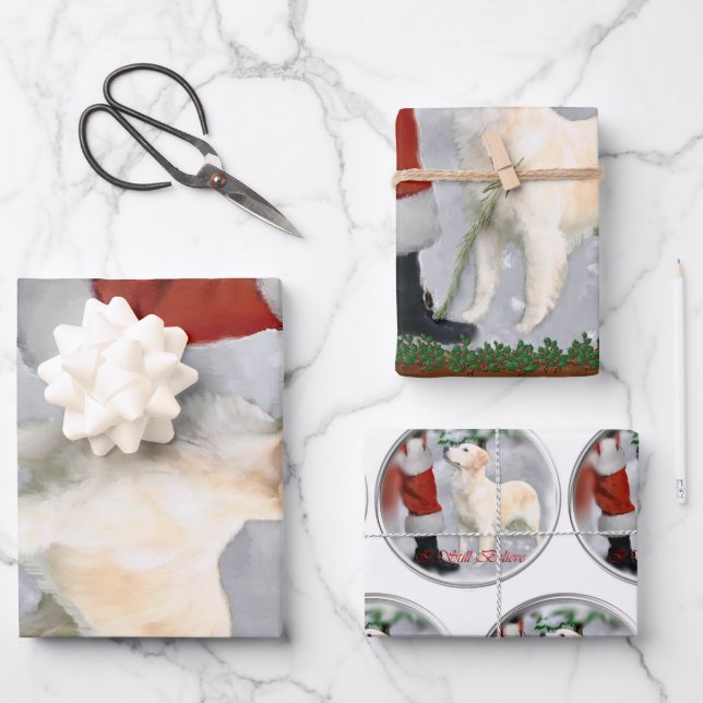 Golden Retriever Christmas Gifts Wrapping Paper Sheets (Front)