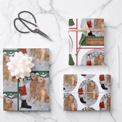 Golden Retriever Christmas Gifts Wrapping Paper Sheets