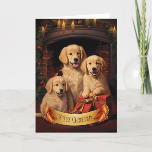 Golden Retriever Christmas greeting card