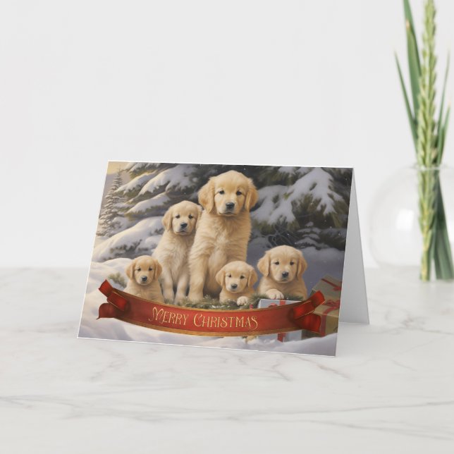 Golden Retriever Christmas greeting card (Front)