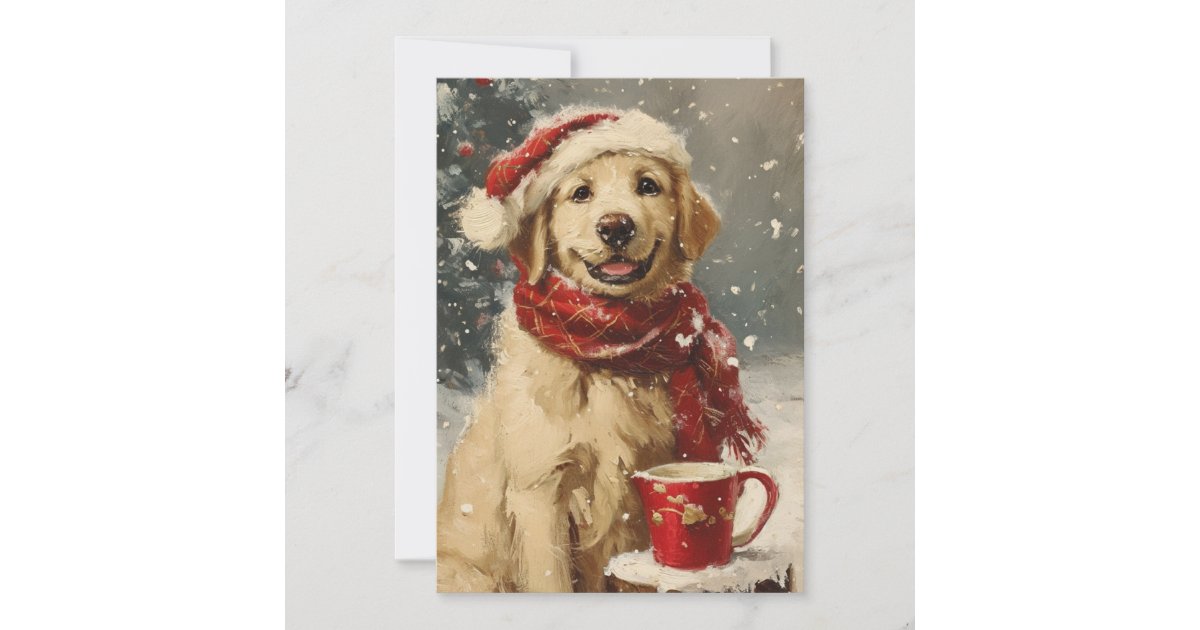 Golden Retriever Christmas Holiday Card | Zazzle