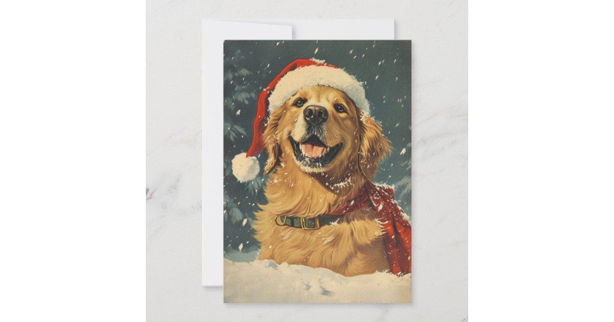 Golden Retriever Christmas Holiday Card | Zazzle