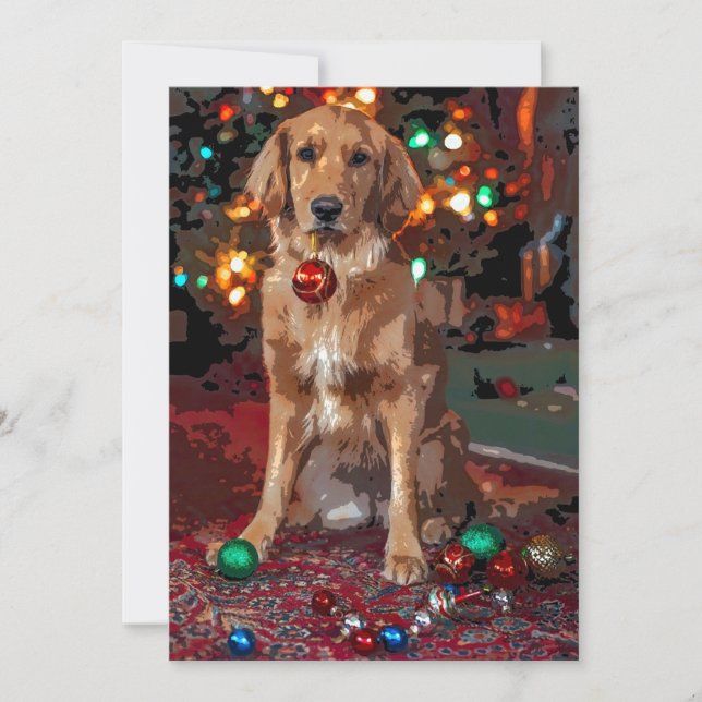 Golden Retriever  Christmas Invitation (Front)