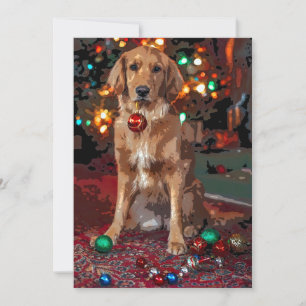 Golden Retriever Christmas Invitation