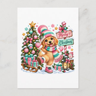 Golden Retriever Christmas Invitation Postcard