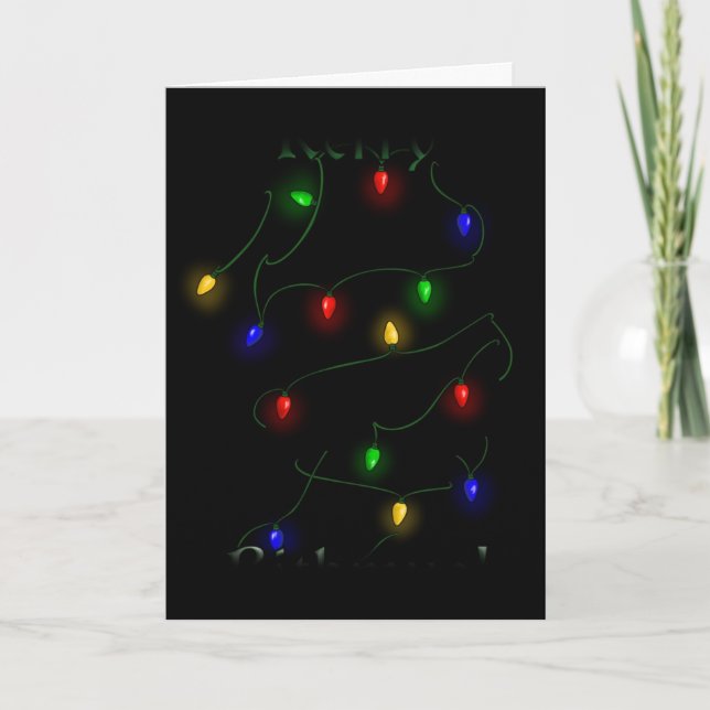 Golden Retriever Christmas Lights Holiday Card (Front)