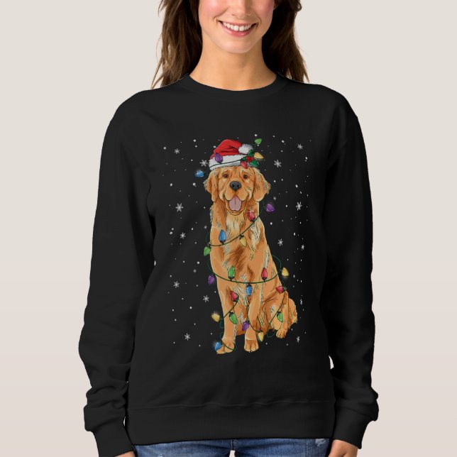 Golden Retriever Christmas Lights Santa Hat Dog    Sweatshirt (Front)
