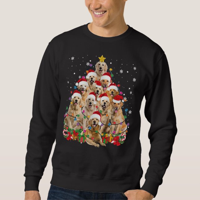 Golden Retriever Christmas Lights Tree Sweatshirt (Front)