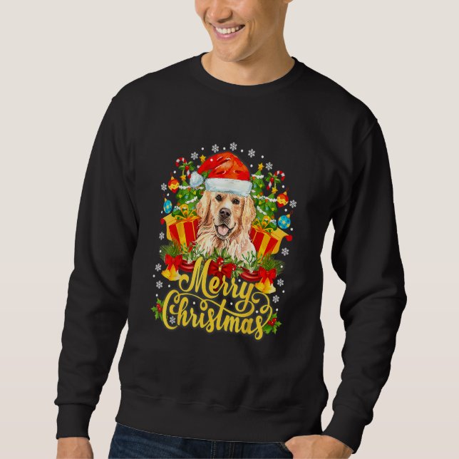 Golden Retriever Christmas Lights With Santa Hat D Sweatshirt (Front)