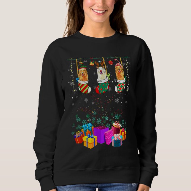 Golden Retriever Christmas Lights Xmas Socks Dog Sweatshirt (Front)
