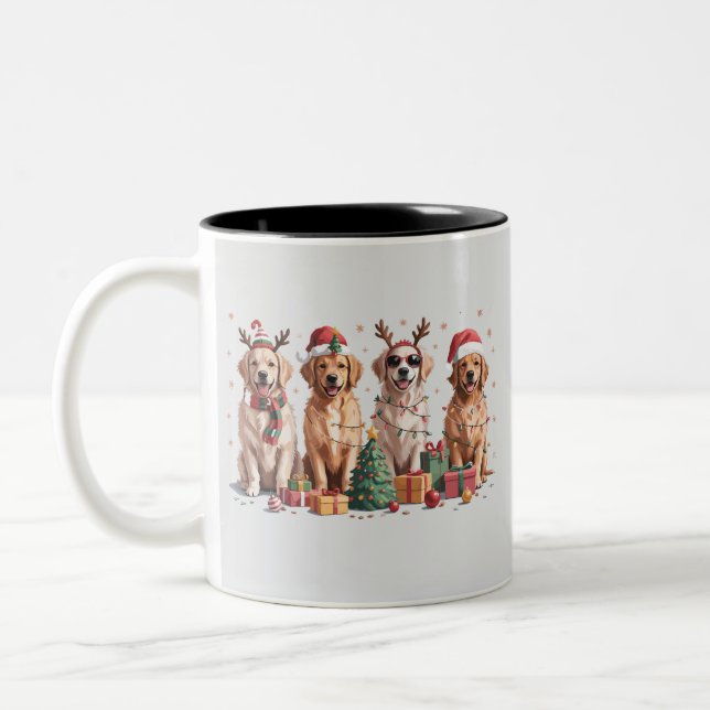 Golden Retriever Christmas Lover Dog Mom Xmas Two-Tone Coffee Mug (Left)
