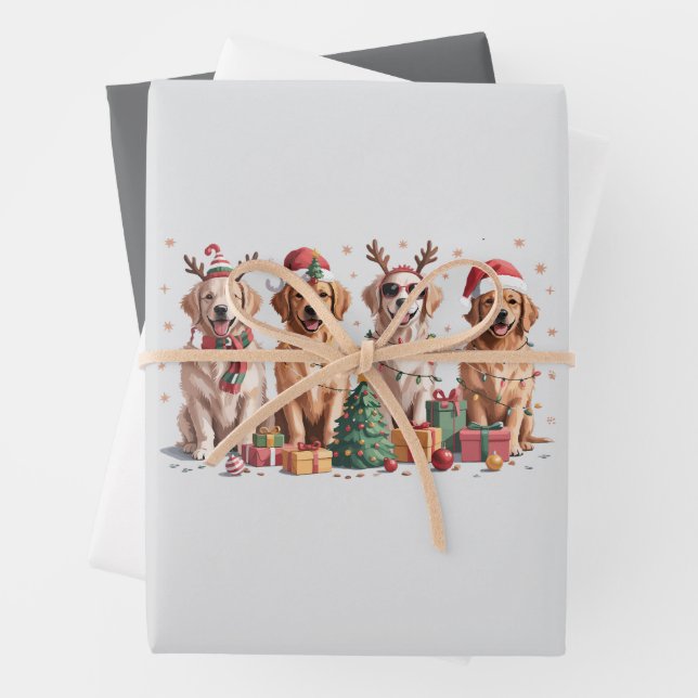 Golden Retriever Christmas Lover Dog Mom Xmas Wrapping Paper Sheets (In situ)