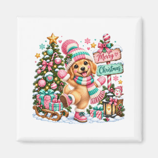 Golden Retriever Christmas Magnet