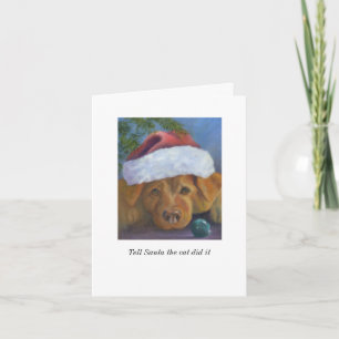 Golden Retriever Christmas mischief Holiday Card