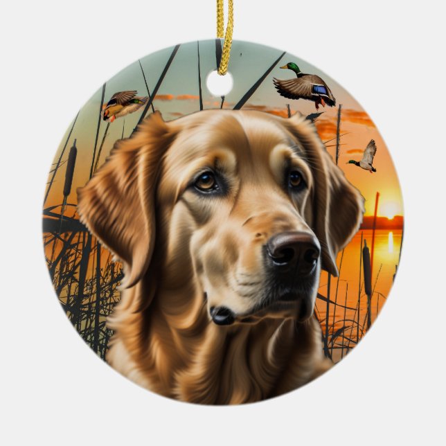 Golden Retriever Christmas Ornament (Front)