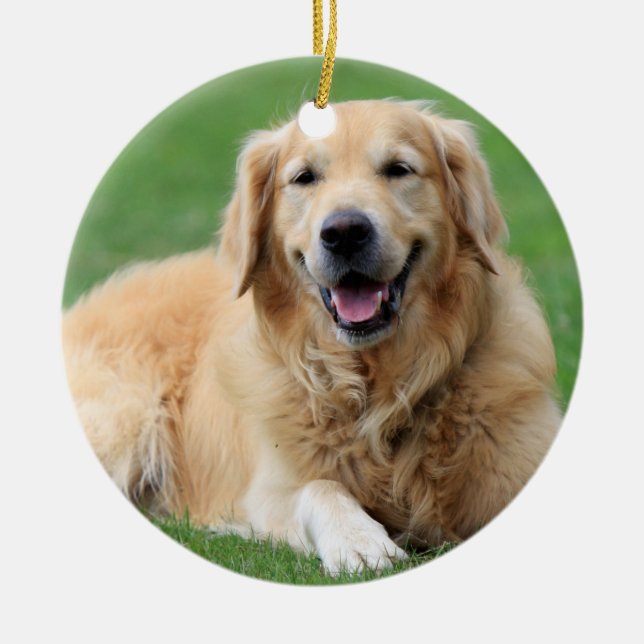 Golden Retriever Christmas Ornament Custom Circle (Front)