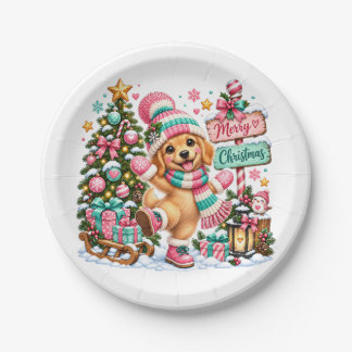 Golden Retriever Christmas Paper Plates