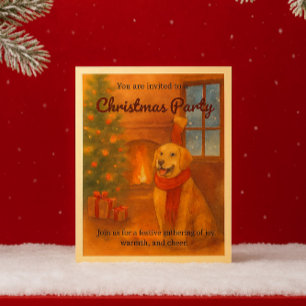 Golden Retriever Christmas Party Invitation
