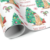 Golden Retriever Christmas Pattern Wrapping Paper